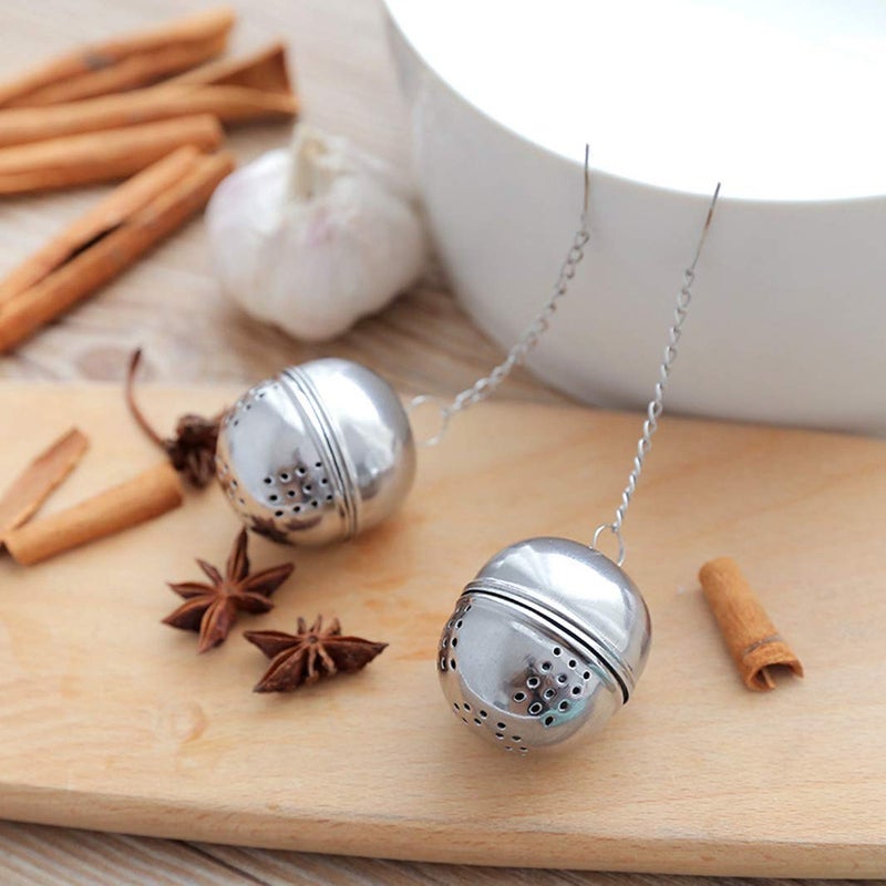 SHUO 2pc Stainless Steel Ball Shape Tea Infuser Ball Tea Infuser Tea Leaf Filter with Handles Filter Tea - Image 4